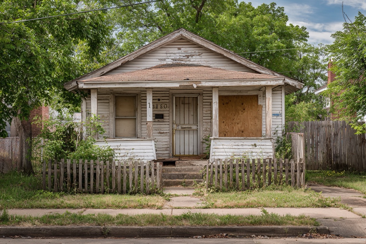 Abandoned house in Kansas City Missouri neighborhood requiring security